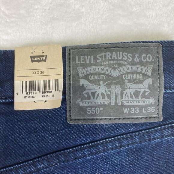 Levis 550 Relaxed Stretch Jeans Mens 33x36 Baggy Whiskered Faded Western Skater - Picture 8 of 14